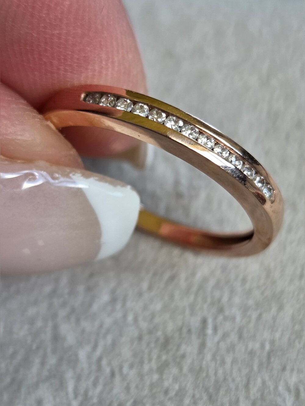 10k Rose Gold Diamond Channel Band - Like New - Size 6.5